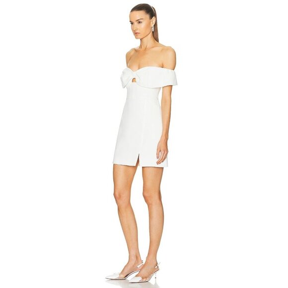 self-portrait Crepe Bow Mini Dress in White 2 New Womens Strapless Bridal - Picture 4 of 15